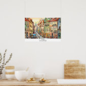 Whimsical Street Uitzicht van Prague AI Art Poster (Keuken)
