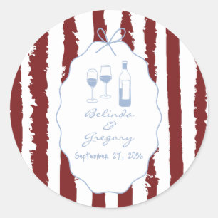 Whimsical Strepen Handgeschilderde Huwelijk Ronde Sticker
