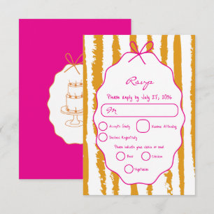 Whimsical Strepen Handgeschilderde Huwelijk  RSVP Kaartje