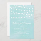 Whimsical String Lights Aqua repetitie diner Kaart (Voorkant / Achterkant)