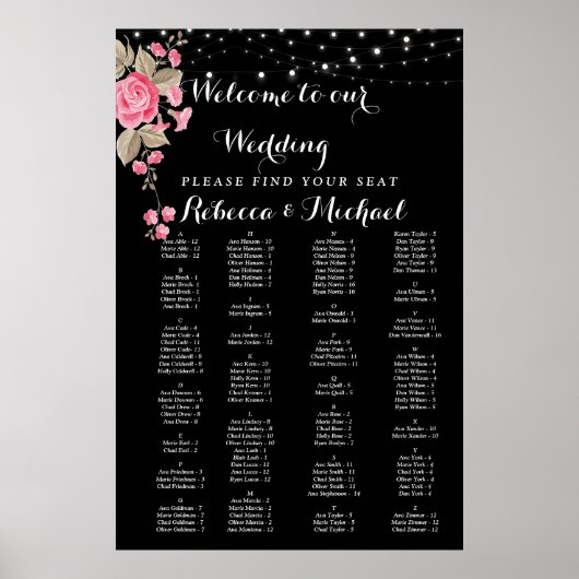 Whimsical String Lights Black Poster (Voorkant)