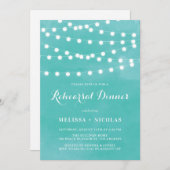 Whimsical String Lights Blauwgroen repetitie diner Kaart (Voorkant / Achterkant)