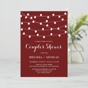 Whimsical String Lights Red Couples Shower Kaart