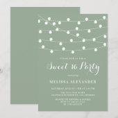Whimsical String Lights Sage Green Sweet 16 Party Kaart (Voorkant / Achterkant)