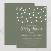 Whimsical String Lights Taupe Green Baby shower Kaart (Voorkant / Achterkant)