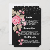 Whimsical String Lights Zwart bruiloft programma's Kaart (Voorkant)