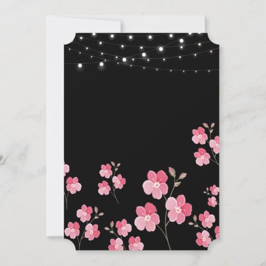 Whimsical String Lights Zwart dank u Kaart (Achterkant)