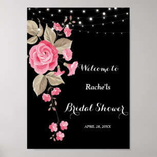 Whimsical String Lights Zwart Vrijgezellenfeest Poster