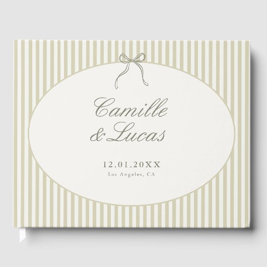 Whimsical Stripe Green Wedding Gastenboek (Voorkant)