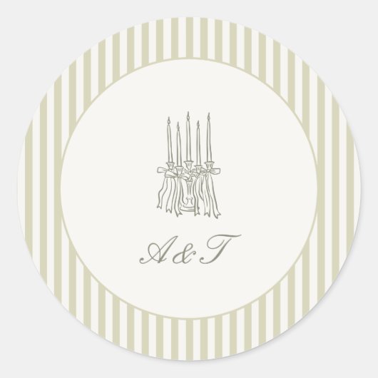 Whimsical Stripe Green Wedding Ronde Sticker (Voorkant)