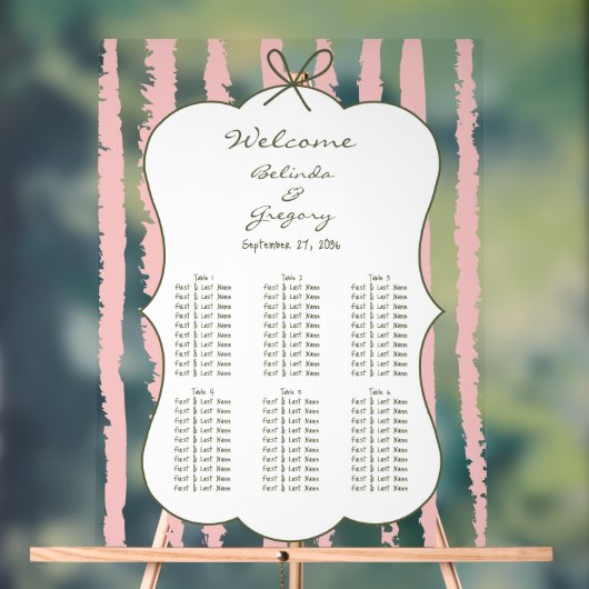 Whimsical Stripe Handwritten Wedding Seating Chart (Neutre)