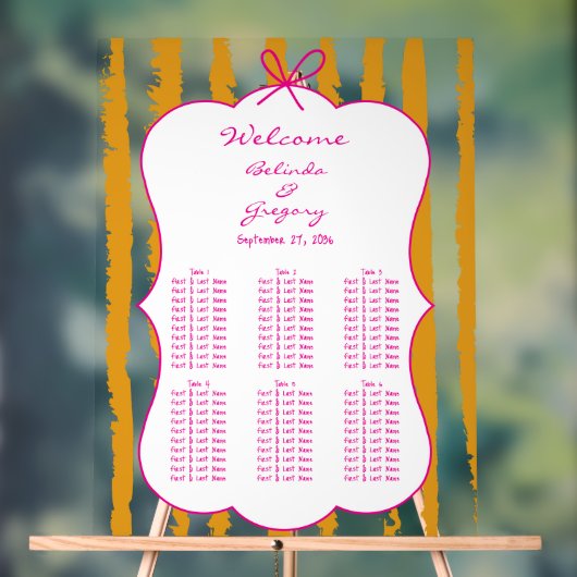 Whimsical Stripe Handwritten Wedding Seating Chart (Neutre)