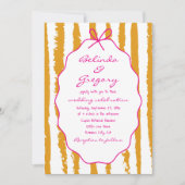Whimsical Stripes Handwritten Painted Wedding Kaart (Voorkant)