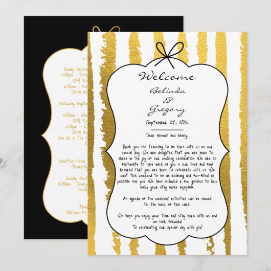 Whimsical Stripes Handwritten Painted Wedding Programma (Voorkant / Achterkant)