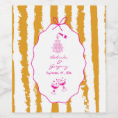 Whimsical Stripes Handwritten Painted Wedding  Wijn Etiket (Enkel label)