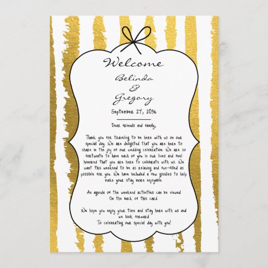 Whimsical Stripes Handwritten Wedding Itinerary Programma (Voorkant)