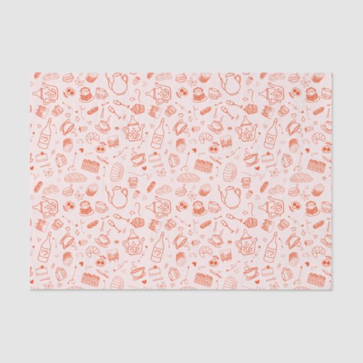 Whimsical Style Tea Party Doodle Tissuepapier (Voorkant)