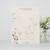 Whimsical Summer Birds Swirls Moderne Natuur Vines Custom Briefhoofd (Staand voorkant)