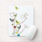 Whimsical Summer Birds Swirls Moderne Natuur Vines Muismat (Met muis)