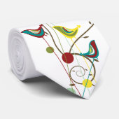 Whimsical Summer Birds Swirls Moderne Natuur Vines Stropdas (Opgerold)