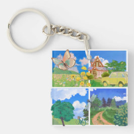 Whimsical Summer Countryside Sleutelhanger