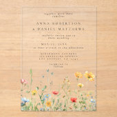 Whimsical Summer Floral Wedding Acryl Uitnodigingen (Voorkant)