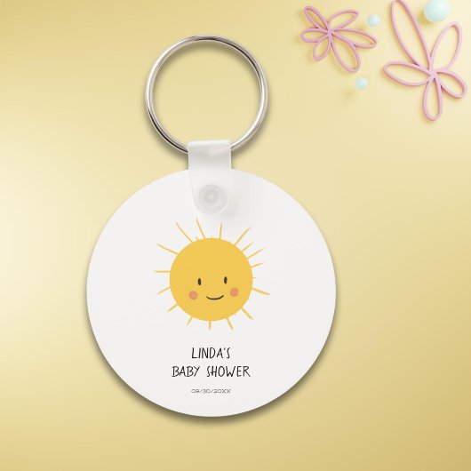Whimsical Sun gepersonaliseerd Baby shower Sleutelhanger