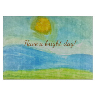 Whimsical Sun Watercolor "Have a Bright Day" Snijplank