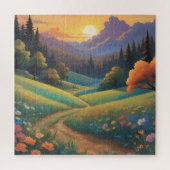 Whimsical Sunset Hills Kleurrijk landschap Legpuzzel (Verticaal)
