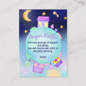 Whimsical sunshine sterren and moon diaper raffle informatiekaartje (Voorkant)