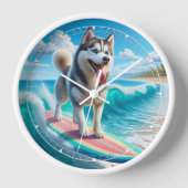 Whimsical Surfen Siberische Husky (Voorkant)