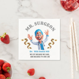 Whimsical Surgeon Cartoon Art for Doctor Appreciat Servet