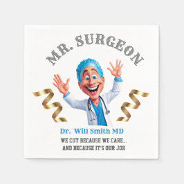 Whimsical Surgeon Cartoon Art for Doctor Appreciat Servet