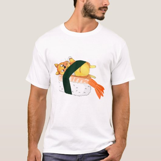 Whimsical Sushi Cats: Nerdy Charm Grappig en Schat T-shirt (Voorkant)