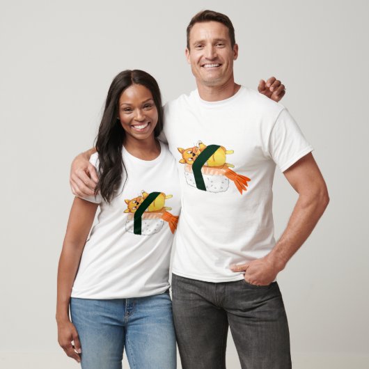 Whimsical Sushi Cats: Nerdy Charm Grappig en Schat T-shirt (Unisex)