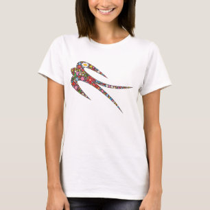Whimsical Swallow Spring Flowers Custom T shirt