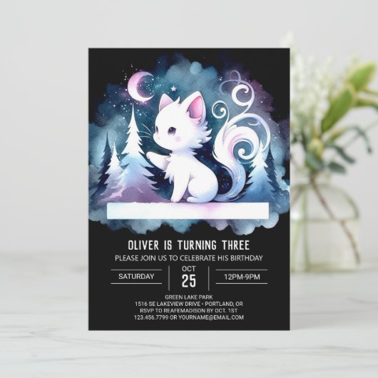 Whimsical Sweet Cat Verjaardag Kaart (Staand voorkant)