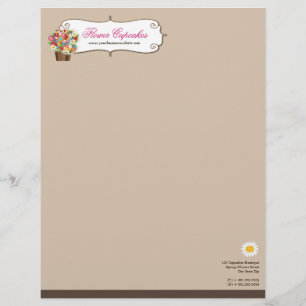 Whimsical Sweet Cupcake Spring Flowers Floral Chic Briefhoofd Ontwerp
