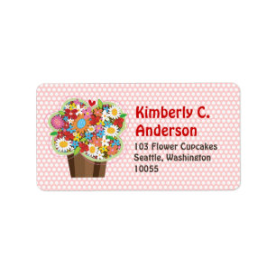 Whimsical Sweet Cupcake Spring Flowers Floral Chic Etiket