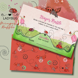 Whimsical Sweet Little Lady Ladybug Diaper Raffle  Informatiekaartje