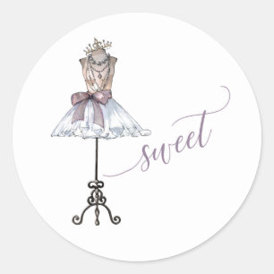Whimsical "Sweet" Mannequin met Tutu Ronde Sticker