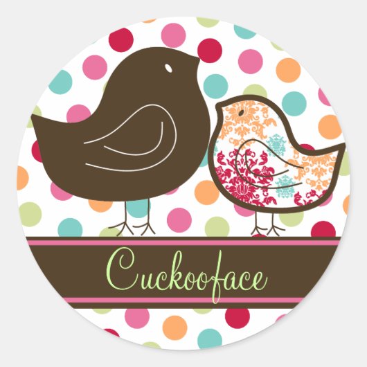 Whimsical Sweet Snoep Damask Chicks Party Sticker (Voorkant)