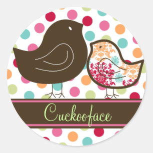 Whimsical Sweet Snoep Damask Chicks Party Sticker