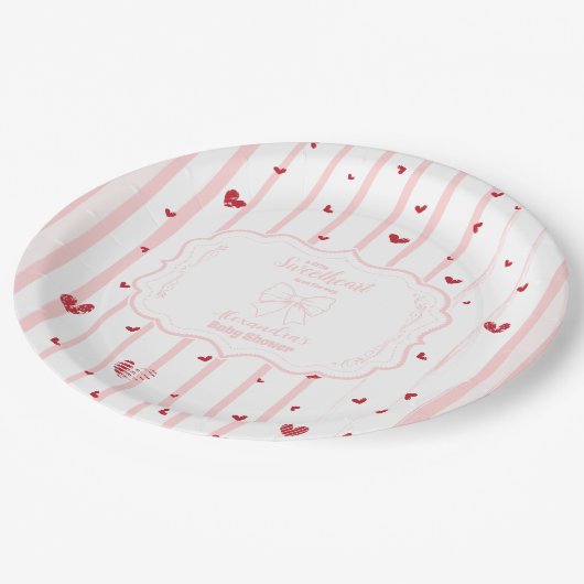 Whimsical Sweetheart Valentijnsdag Baby shower Papieren Bordje (Gekanteld)