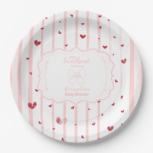 Whimsical Sweetheart Valentijnsdag Baby shower Papieren Bordje (Voorkant)