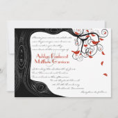 Whimsical Swirl Black & Red Birds in een boom Kaart (Voorkant)
