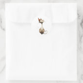 Whimsical Tan Smug Cat Illustratie Ronde Sticker (Tas)