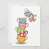 Whimsical Tea Cups Bridal Shower Invitation Kaart (Achterkant)