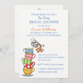 Whimsical Tea Cups Bridal Shower Invitation Kaart