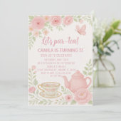 Whimsical Tea Party Anniversaire Invitation pour e (Debout devant)